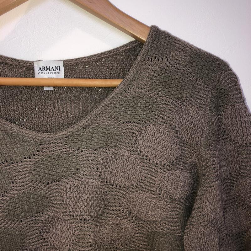アルマーニコレッツォーニ ARMANI COLLEZIONI ニット、セーター 長袖 42 幾何柄 ベージュ / ベージュ / X 緑 / グリーン / レディース USED 古着 中古 10009492