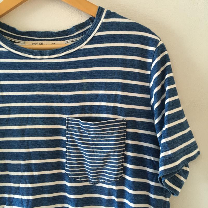 レミ レリーフ REMI RELIEF Tシャツ 半袖 M ボーダー柄 白 / ホワイト / X 青 / ブルー /  メンズ USED 古着 中古 10009497