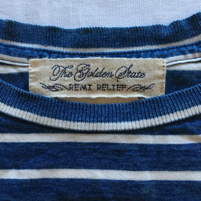 レミ レリーフ REMI RELIEF Tシャツ 半袖 M ボーダー柄 白 / ホワイト / X 青 / ブルー /  メンズ USED 古着 中古 10009497