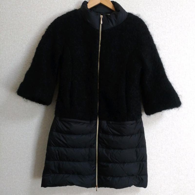 ピュウミニ #NAME? コート ダウンコート 切り替え コート 38 無地 黒 / ブラック / レディース USED 古着 中古 10009561