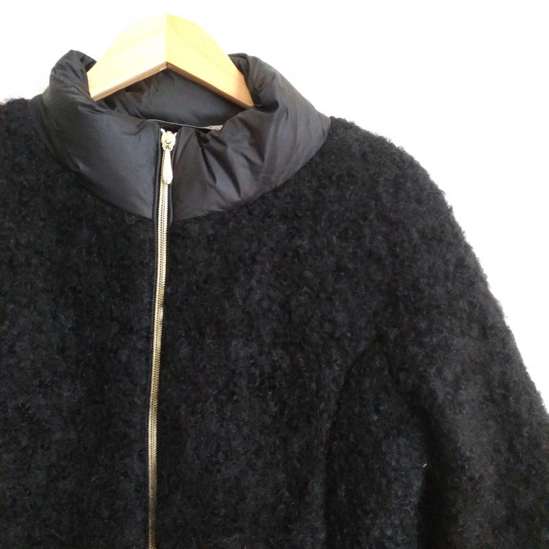 ピュウミニ #NAME? コート ダウンコート 切り替え コート 38 無地 黒 / ブラック / レディース USED 古着 中古 10009561