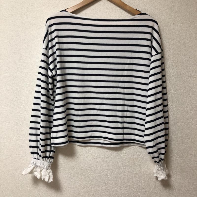 ワンアフター アナザー ナイスクラップ one after another NICE CLAUP カットソー 長袖 ボーダー柄 X 刺繍 黒 / ブラック / X 白 / ホワイト / レディース USED 古着 中古 10009779