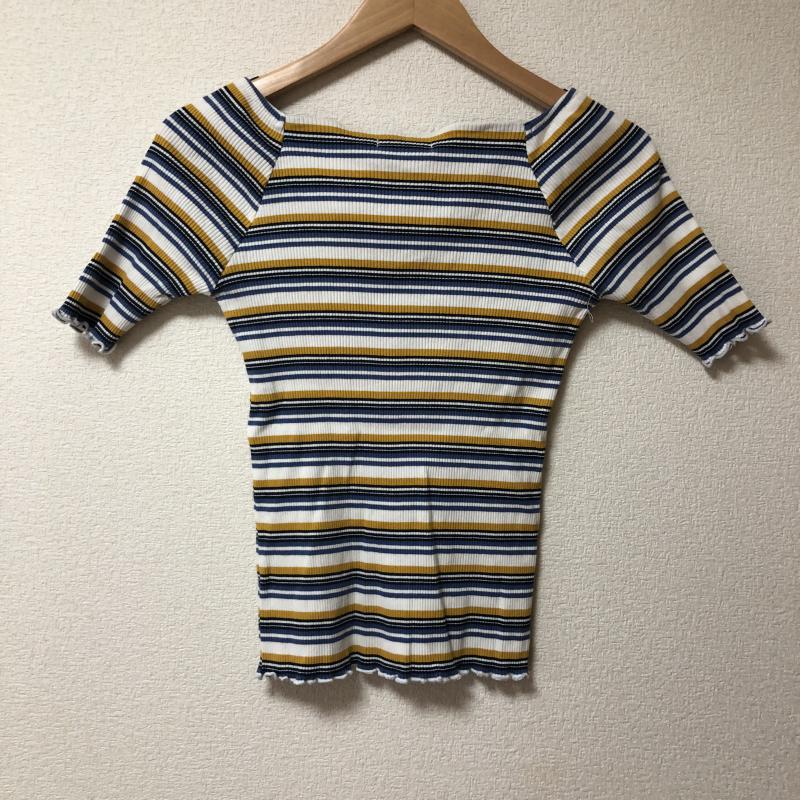 ナイスクラップ NICE CLAUP カットソー 半袖 FREE ボーダー柄 白 / ホワイト / X 青 / ブルー / X 黄 / イエロー / レディース USED 古着 中古 10009780