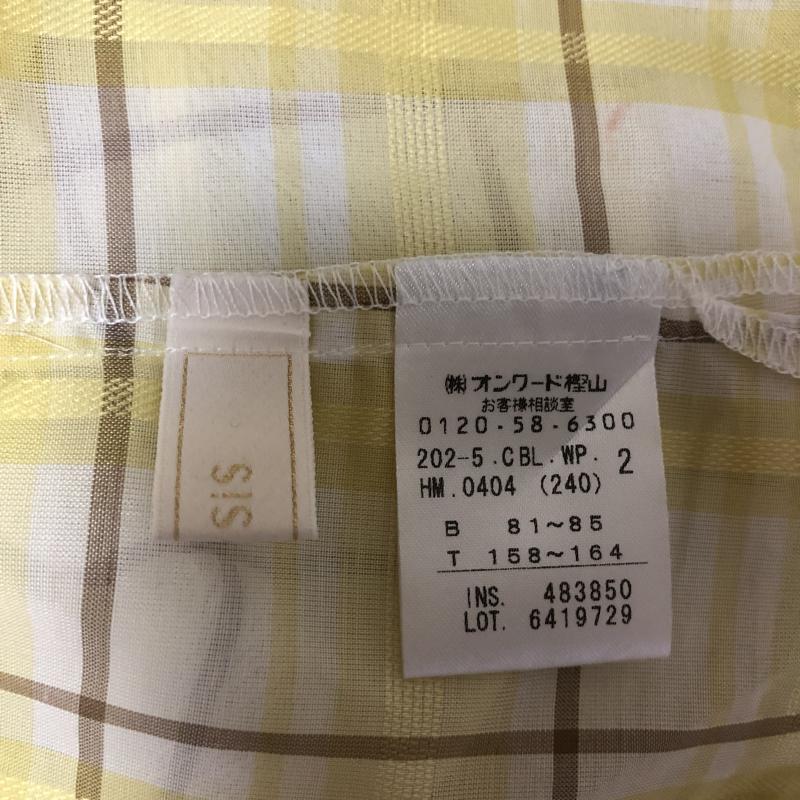 エニィスィス any SiS カットソー 七分袖 2 チェック 白 / ホワイト / X 黄 / イエロー / X 茶 / ブラウン / レディース USED 古着 中古 10009808