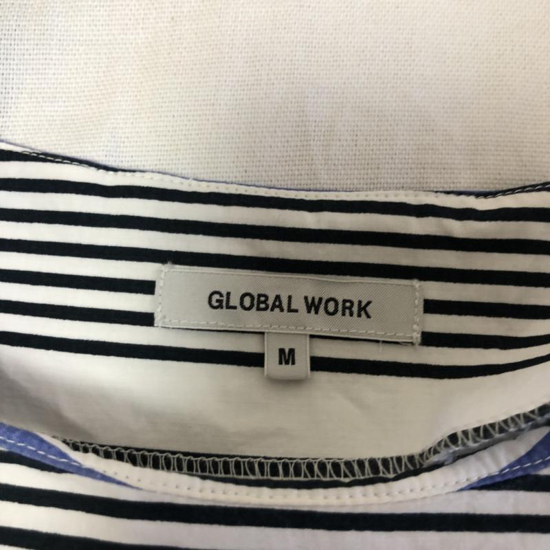 グローバルワーク GLOBAL WORK カットソー 七分袖 M ボーダー柄 白 / ホワイト / X 黒 / ブラック / X 青 / ブルー / レディース USED 古着 中古 10009847