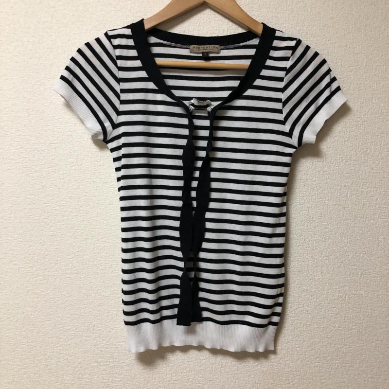 プロポーションボディドレッシング PROPORTION BODY DRESSING カットソー 半袖 2 ボーダー柄 白 / ホワイト / X 黒 / ブラック / レディース USED 古着 中古 10009875