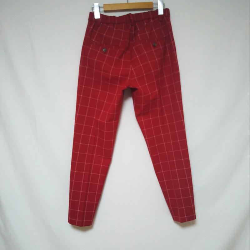 イネド INED パンツ スラックス チェック 白 / ホワイト / X 赤 / レッド / レディース USED 古着 中古 10009965