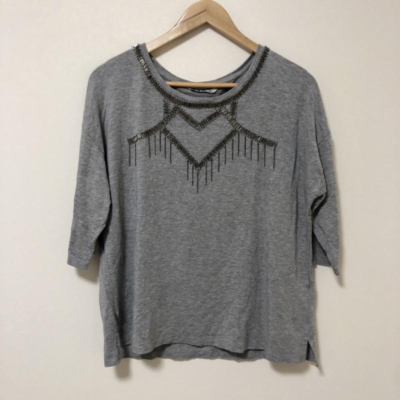 ストラディバリウス stradivarius カットソー 七分袖 L 無地 X 灰 / グレー / X 銀 / シルバー / レディース USED 古着 中古 10010059