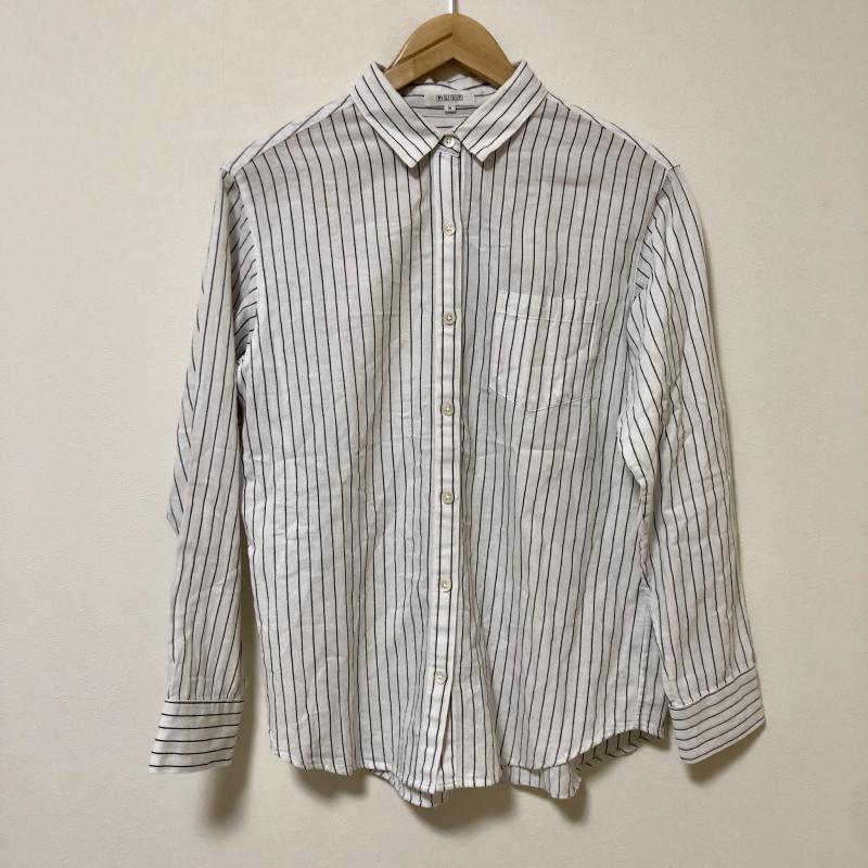プラステ PLST シャツ、ブラウス 長袖 M ストライプ 白 / ホワイト / X 黒 / ブラック / レディース USED 古着 中古 10010063
