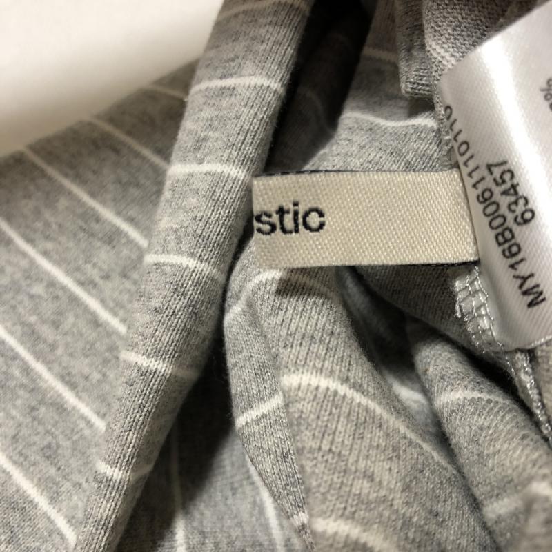 ミスティック mystic カットソー 半袖 ボーダー柄 灰 / グレー / X 白 / ホワイト / レディース USED 古着 中古 10010191