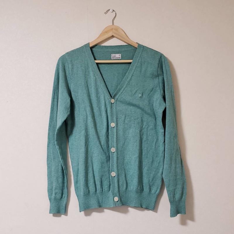 コーエン coen カーディガン 長袖 M ワンポイント X 無地 緑 / グリーン / レディース USED 古着 中古 10010398