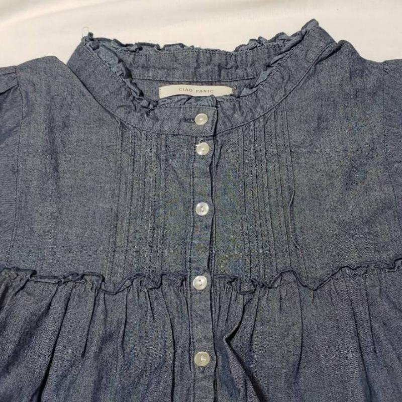 チャオパニック CIAOPANIC シャツ、ブラウス 長袖 無地 青 / ブルー / レディース USED 古着 中古 10010399