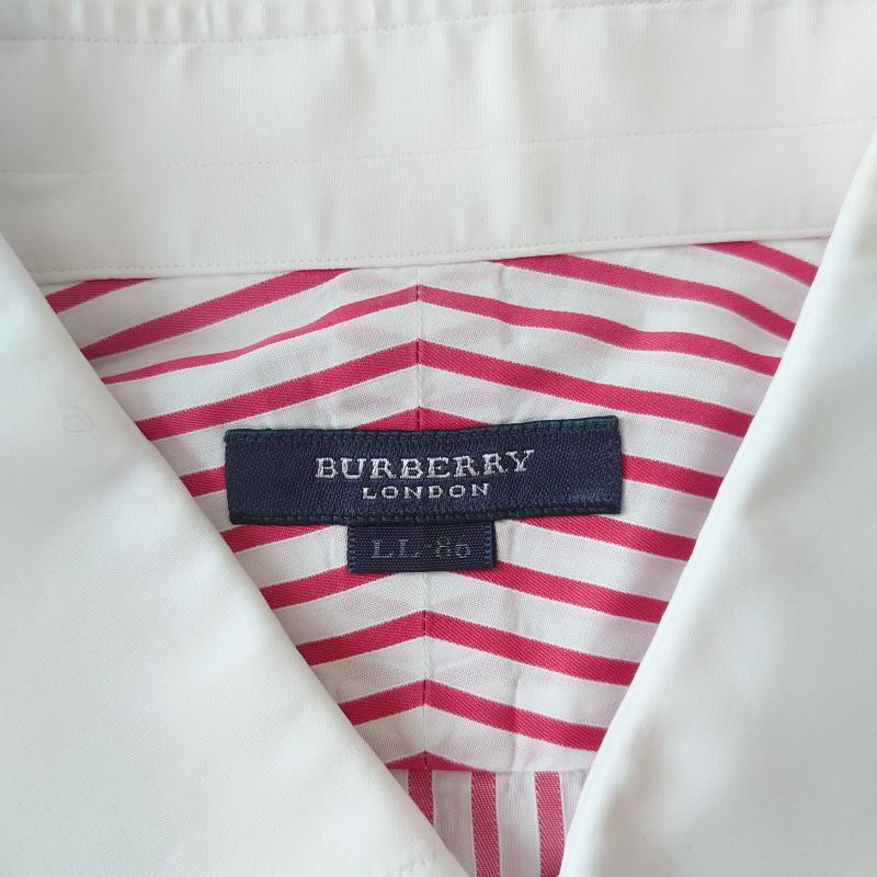 バーバリーロンドン Burberry London シャツ、ブラウス 長袖 LL ストライプ 白 / ホワイト / X 赤 / レッド / メンズ USED 古着 中古 10010479