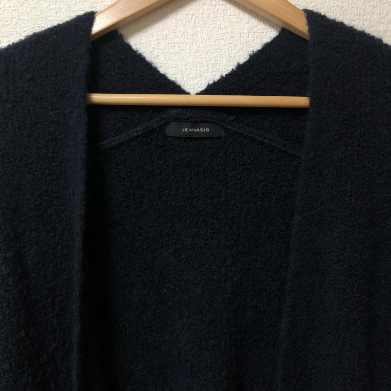 ジーナシス JEANASIS カーディガン 長袖 ロングカーディガン FREE 無地 紺 / ネイビー / レディース USED 古着 中古 10010481