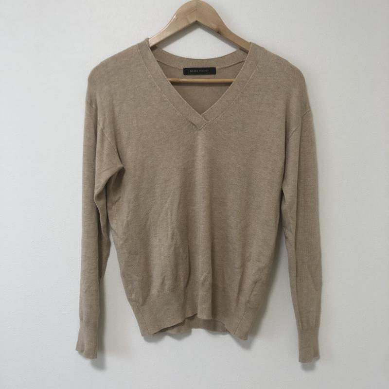 ブリスポイント BLISS POINT ニット、セーター 長袖 M 無地 ベージュ / ベージュ / レディース USED 古着 中古 10010548