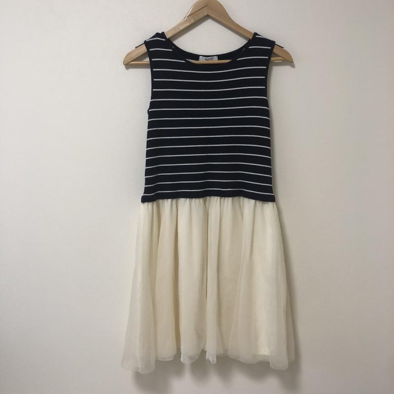 ナチュラルビューティーベーシック NATURAL BEAUTY BASIC ワンピース ひざ丈スカート M 無地 X ボーダー柄 紺 / ネイビー / X 白 / ホワイト / レディース USED 古着 中古 10010571
