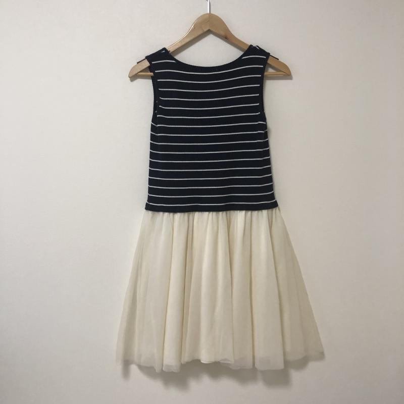 ナチュラルビューティーベーシック NATURAL BEAUTY BASIC ワンピース ひざ丈スカート M 無地 X ボーダー柄 紺 / ネイビー / X 白 / ホワイト / レディース USED 古着 中古 10010571