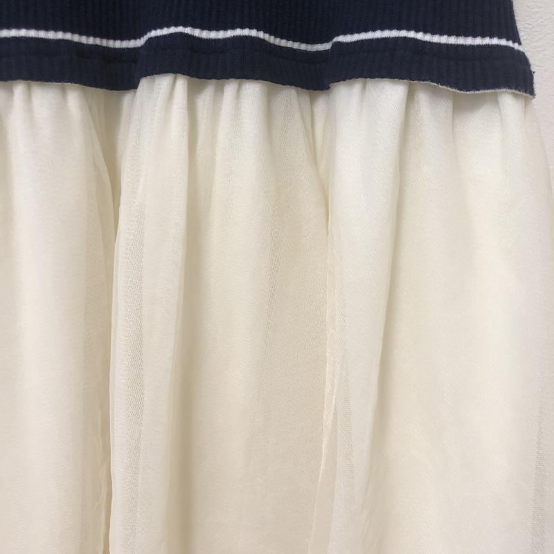 ナチュラルビューティーベーシック NATURAL BEAUTY BASIC ワンピース ひざ丈スカート M 無地 X ボーダー柄 紺 / ネイビー / X 白 / ホワイト / レディース USED 古着 中古 10010571