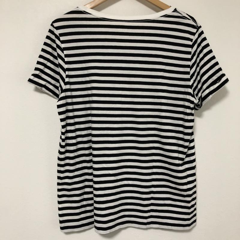 ケイト・スペード ニューヨーク kate spade new york Tシャツ 半袖 L ロゴ、文字 X ストライプ 白 / ホワイト / X 黒 / ブラック / レディース USED 古着 中古 10010600