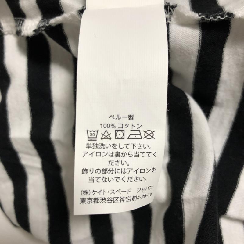 ケイト・スペード ニューヨーク kate spade new york Tシャツ 半袖 L ロゴ、文字 X ストライプ 白 / ホワイト / X 黒 / ブラック / レディース USED 古着 中古 10010600