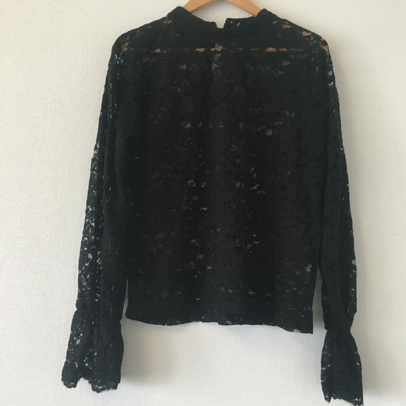 ジーナシス JEANASIS カットソー 長袖 FREE 花柄 X 総柄 黒 / ブラック / レディース USED 古着 中古 10010644