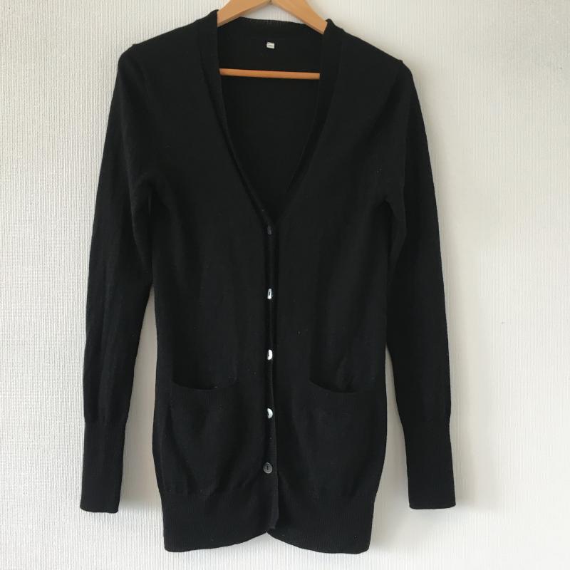 ムジルシリョウヒン 無印良品 カーディガン 長袖 M 無地 黒 / ブラック / レディース USED 古着 中古 10010683