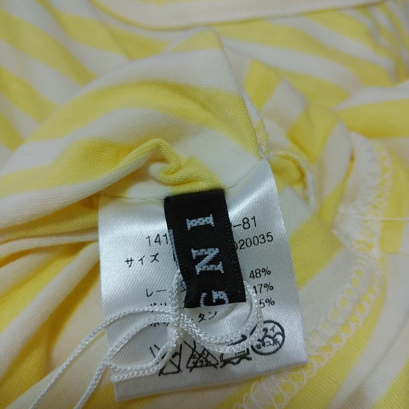 イング INGNI カットソー 半袖 M ボーダー柄 白 / ホワイト / X 黄 / イエロー / レディース USED 古着 中古 10010708
