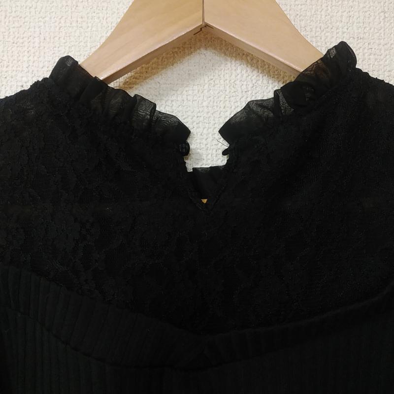 イング INGNI カットソー 半袖 M 無地 X 刺繍 X 花柄 黒 / ブラック / レディース USED 古着 中古 10010724