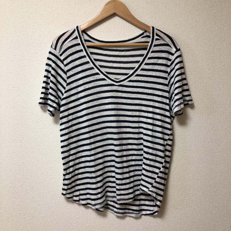 ザラ ZARA カットソー 半袖 M ボーダー柄 白 / ホワイト / X 紺 / ネイビー / レディース USED 古着 中古 10010745
