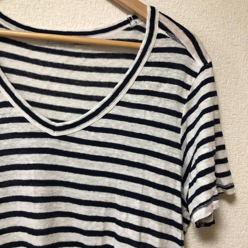 ザラ ZARA カットソー 半袖 M ボーダー柄 白 / ホワイト / X 紺 / ネイビー / レディース USED 古着 中古 10010745