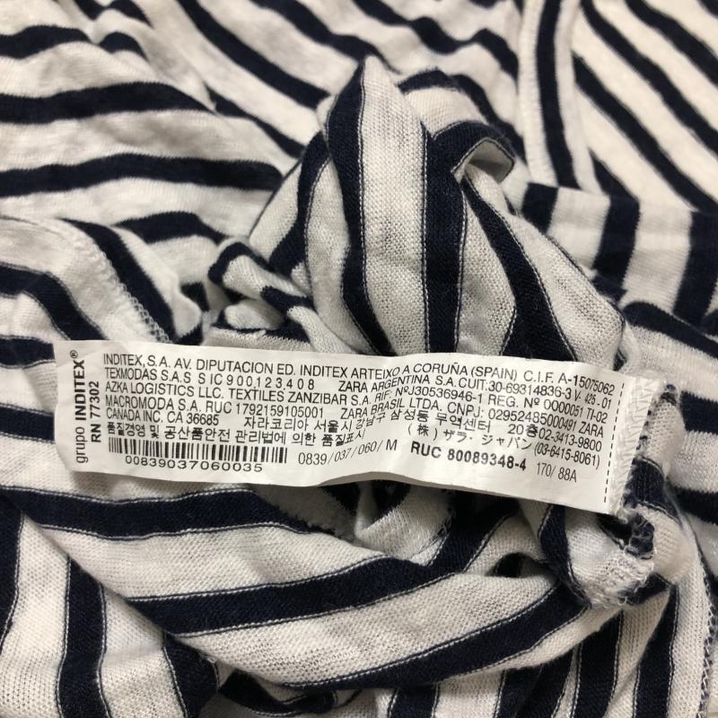 ザラ ZARA カットソー 半袖 M ボーダー柄 白 / ホワイト / X 紺 / ネイビー / レディース USED 古着 中古 10010745