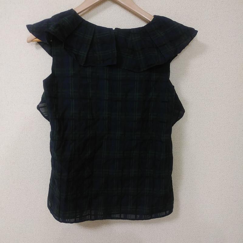 トランテアンソンドゥモード 31 Sons de mode カットソー 半袖 36 チェック 紺 / ネイビー / X 緑 / グリーン / レディース USED 古着 中古 10011033