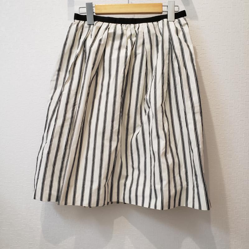 ノーリーズ NOLLEY'S スカート ひざ丈スカート 38 ストライプ 白 / ホワイト / X 黒 / ブラック / レディース USED 古着 中古 10011108