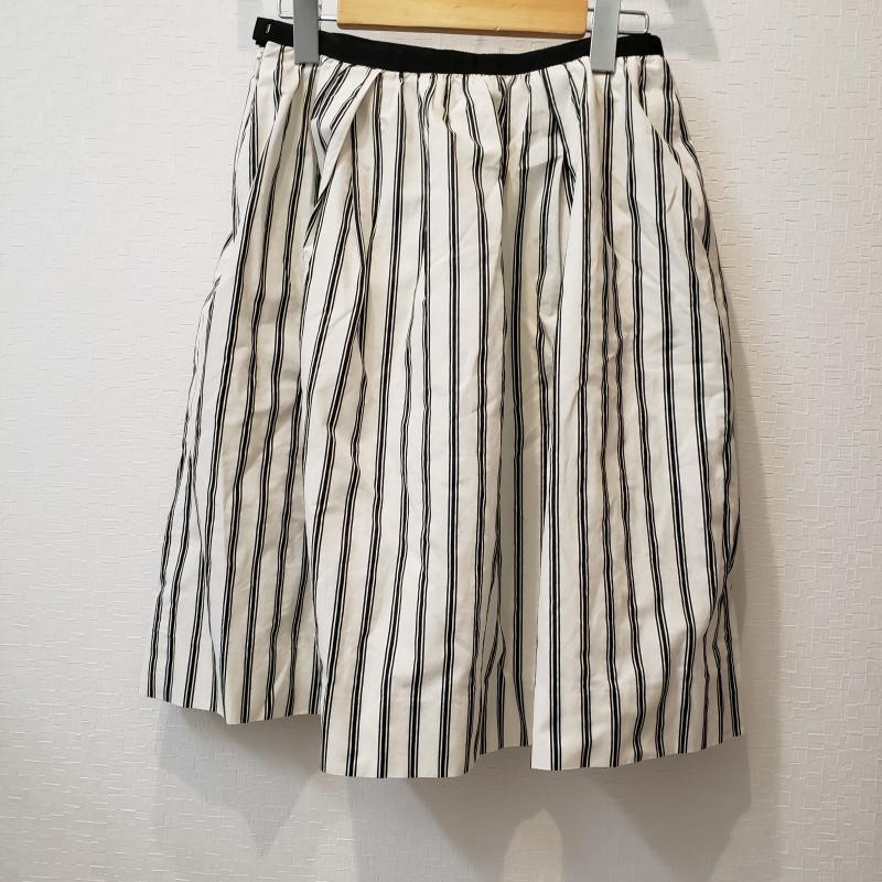 ノーリーズ NOLLEY'S スカート ひざ丈スカート 38 ストライプ 白 / ホワイト / X 黒 / ブラック / レディース USED 古着 中古 10011108