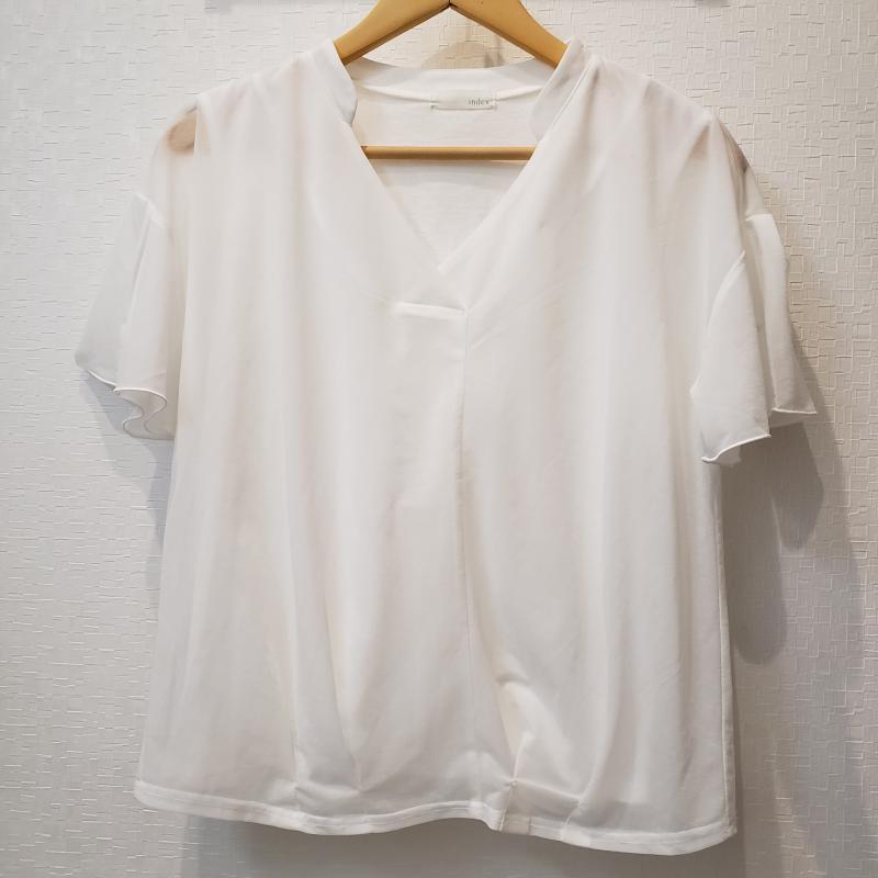 インデックス index カットソー 半袖 M 無地 白 / ホワイト / レディース USED 古着 中古 10011127