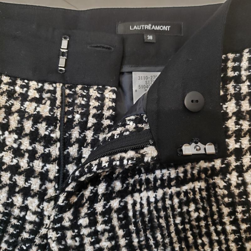 ロートレ・アモン LAUTREAMONT パンツ ショートパンツ 38 千鳥格子 黒 / ブラック / X 白 / ホワイト / レディース USED 古着 中古 10011141