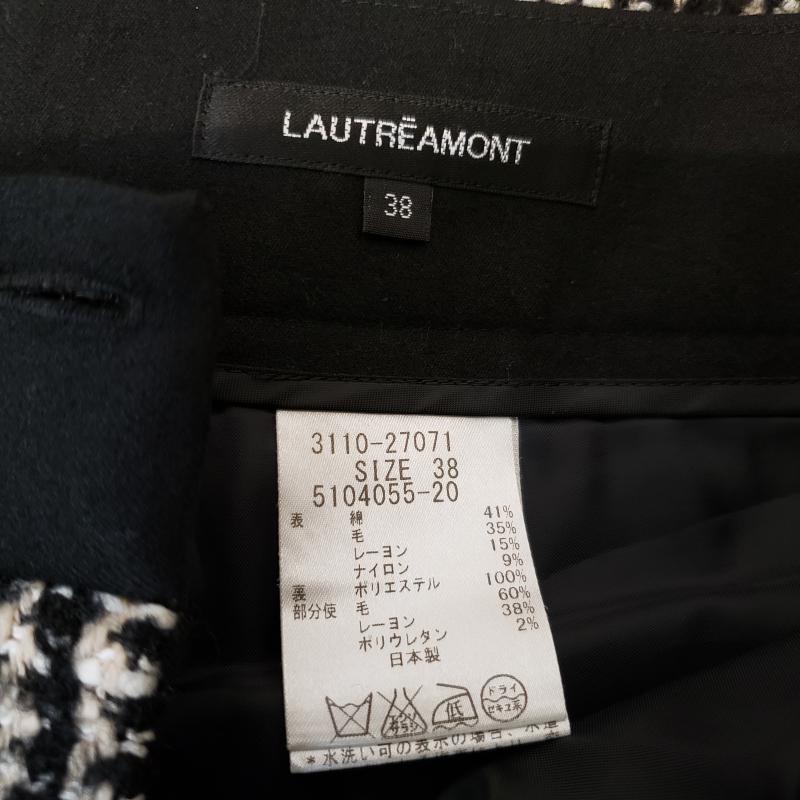 ロートレ・アモン LAUTREAMONT パンツ ショートパンツ 38 千鳥格子 黒 / ブラック / X 白 / ホワイト / レディース USED 古着 中古 10011141