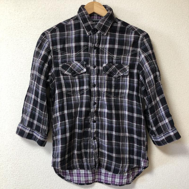 ビームス ハート BEAMS HEART シャツ、ブラウス 七分袖 S チェック 黒 / ブラック / X 白 / ホワイト / X 紫 / パープル / X マルチカラー / マルチカラー / メンズ USED 古着 中古 10011219