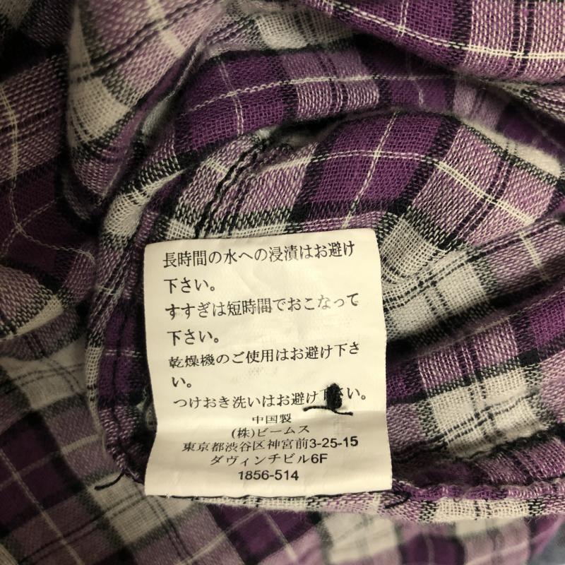 ビームス ハート BEAMS HEART シャツ、ブラウス 七分袖 S チェック 黒 / ブラック / X 白 / ホワイト / X 紫 / パープル / X マルチカラー / マルチカラー / メンズ USED 古着 中古 10011219