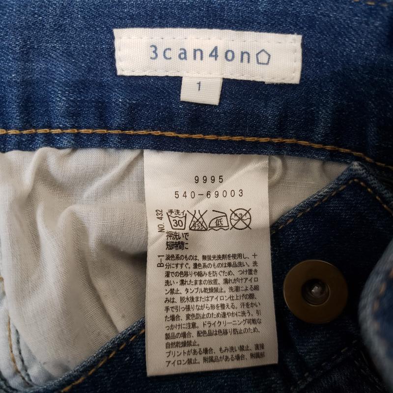 サンカンシオン 3can4on パンツ デニム、ジーンズ ストレッチ入り 1 無地 インディゴ / インディゴ / レディース USED 古着 中古 10011416