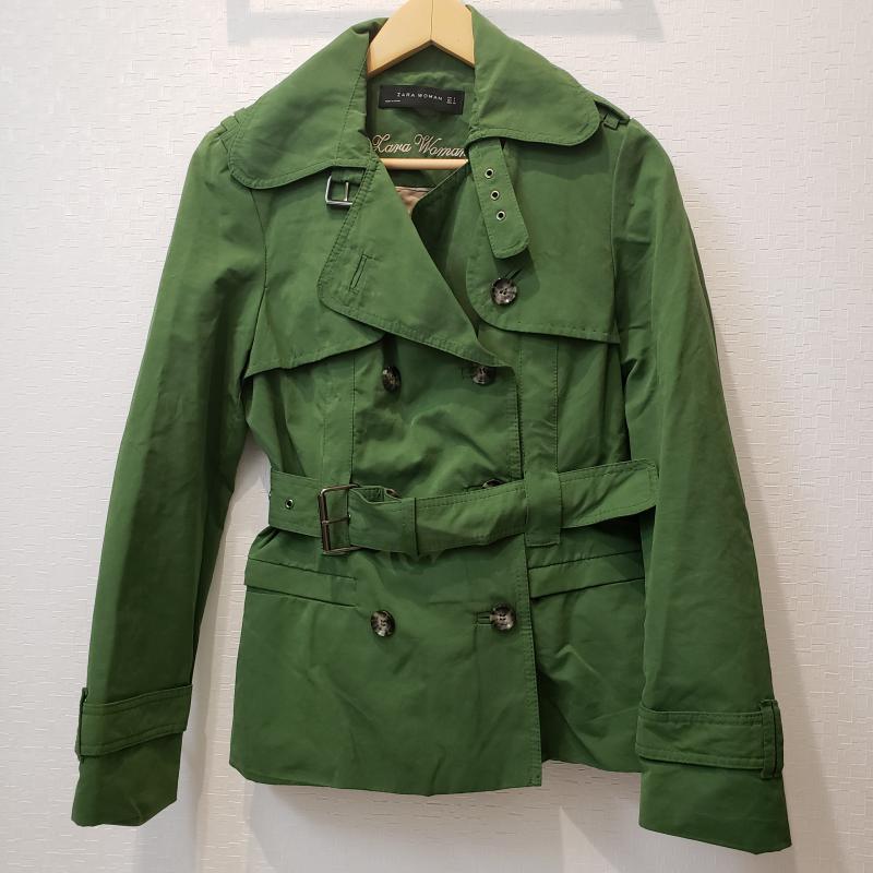 ザラウーマン ZARA WOMAN コート トレンチコート S 無地 緑 / グリーン / レディース USED 古着 中古 10011448