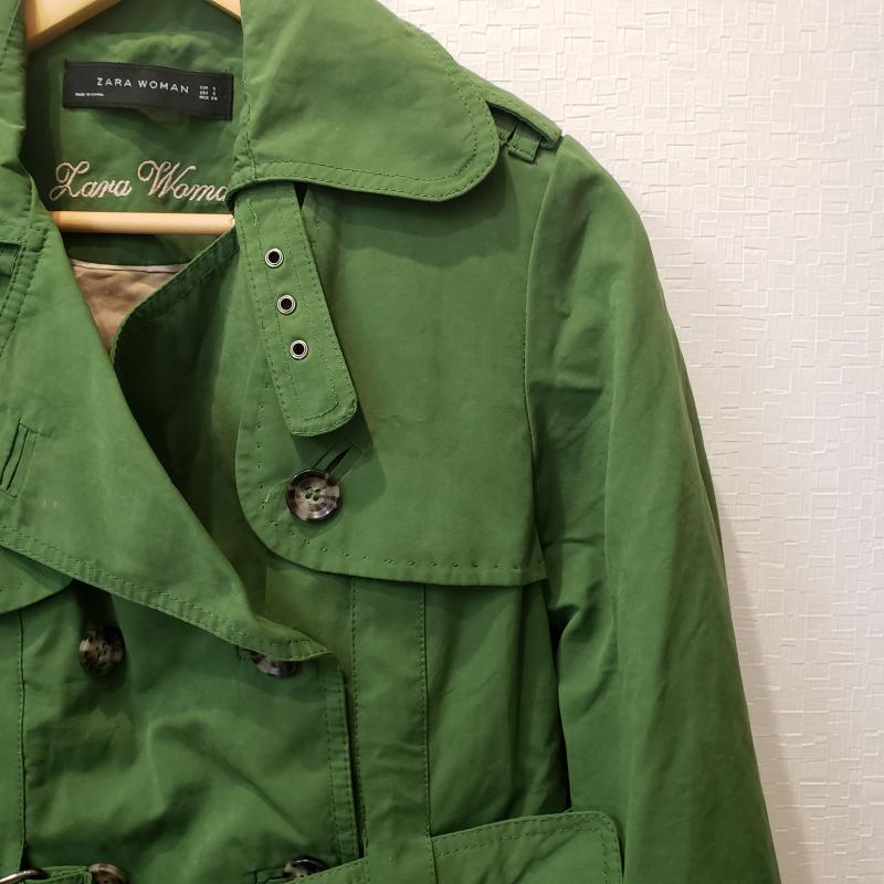 ザラウーマン ZARA WOMAN コート トレンチコート S 無地 緑 / グリーン / レディース USED 古着 中古 10011448