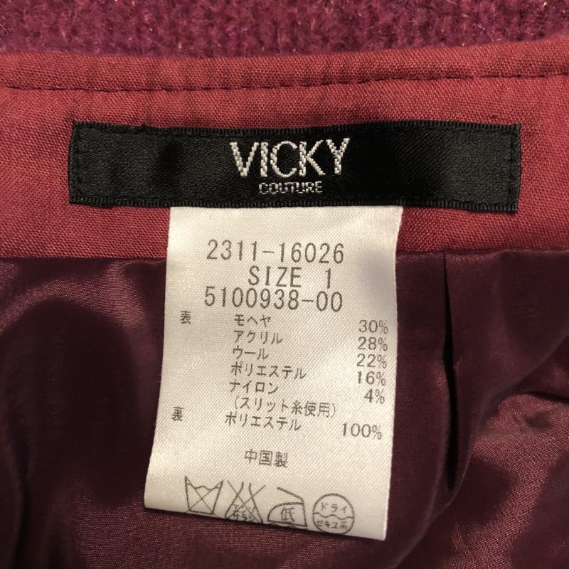 ビッキー VICKY スカート ひざ丈スカート 1 無地 紫 / パープル / X 金 / ゴールド /  レディース USED 古着 中古 10011487
