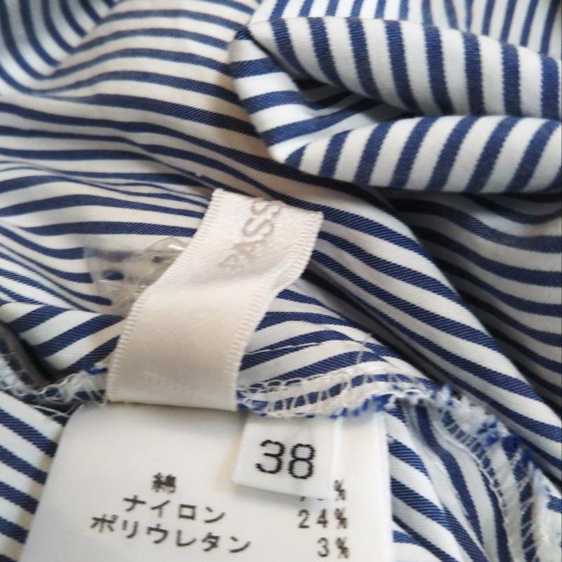 パシオーネ PASSIONE カットソー 半袖 38 ストライプ 白 / ホワイト / X 紺 / ネイビー / レディース USED 古着 中古 10011531