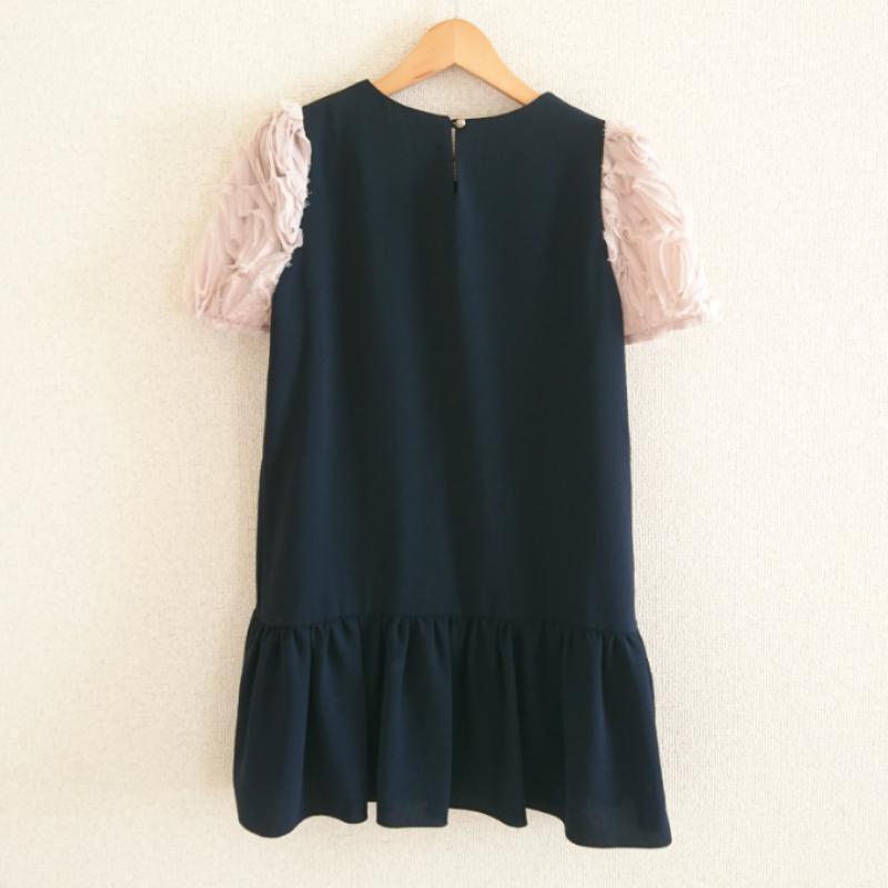 Jace Lauren Jace Lauren ワンピース ひざ丈スカート 無地 紺 / ネイビー / X ベージュ / ベージュ / レディース USED 古着 中古 10011660