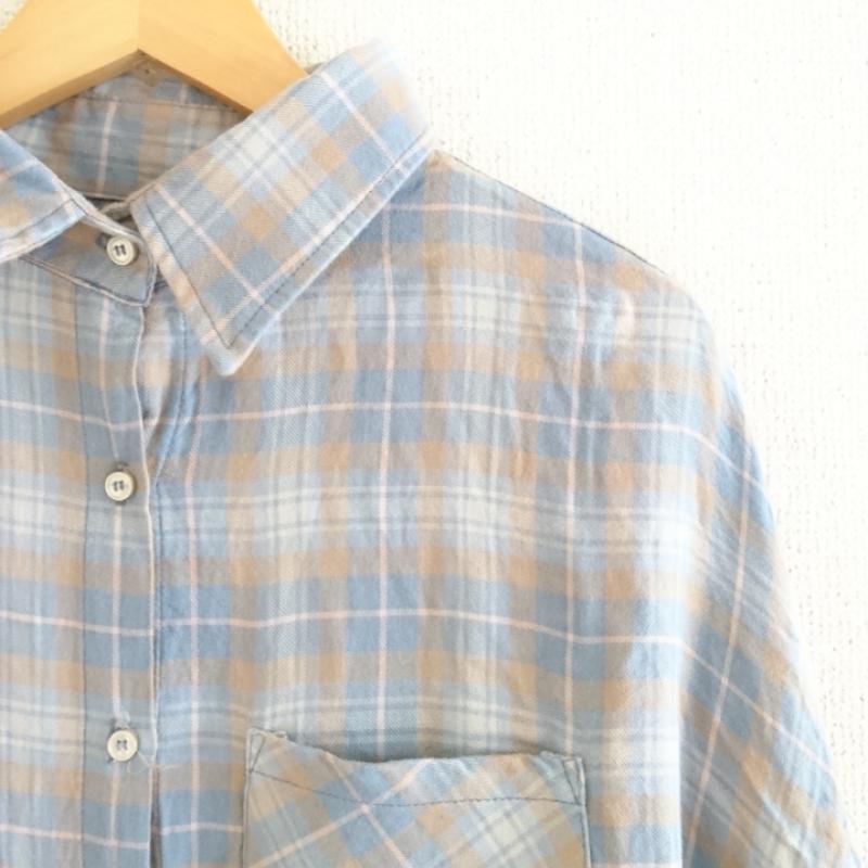 エヌエスエフ NSF シャツ、ブラウス 長袖 S チェック 青 / ブルー / X 白 / ホワイト / X 橙 / オレンジ / レディース USED 古着 中古 10011674