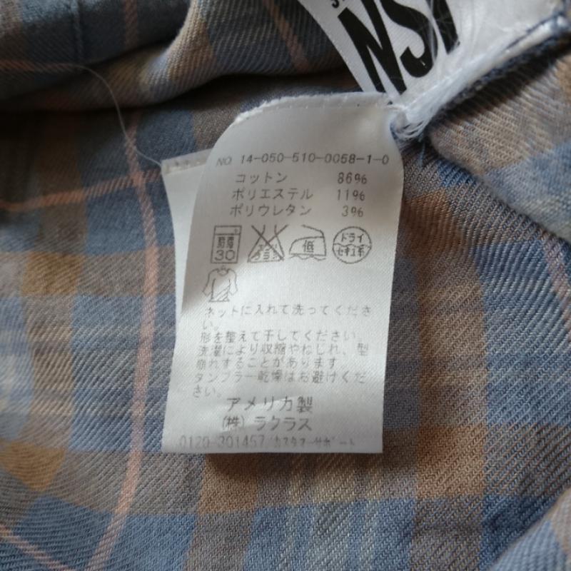 エヌエスエフ NSF シャツ、ブラウス 長袖 S チェック 青 / ブルー / X 白 / ホワイト / X 橙 / オレンジ / レディース USED 古着 中古 10011674