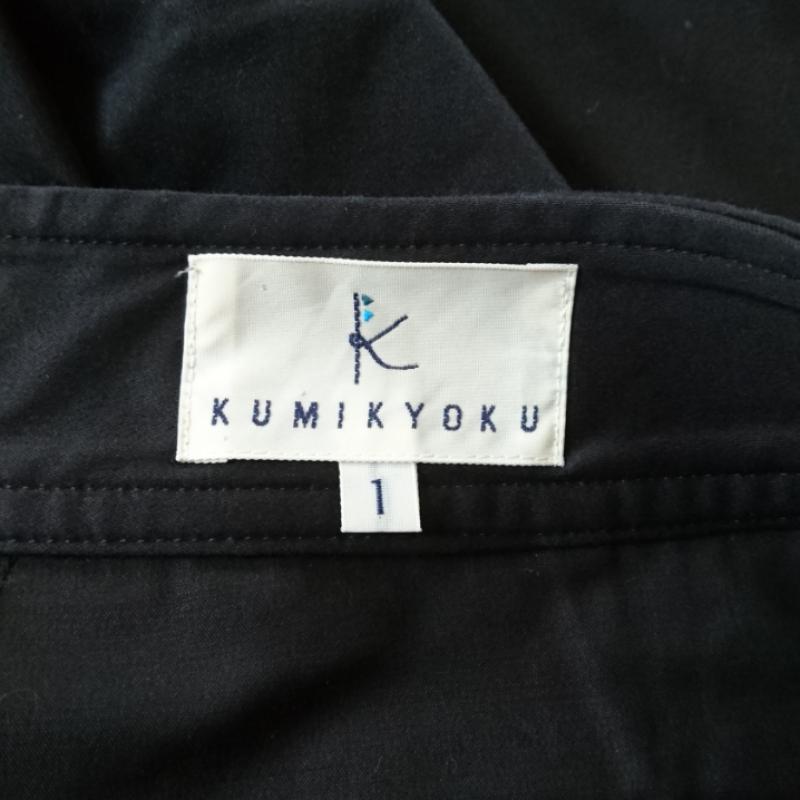 クミキョク KUMIKYOKU パンツ チノパン カプリパンツ 1 無地 黒 / ブラック / レディース USED 古着 中古 10011688