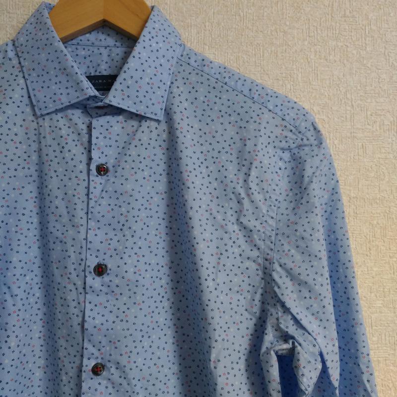 ザラメン ZARA MAN シャツ、ブラウス 長袖 S 花柄 青 / ブルー / X 赤 / レッド / X 紺 / ネイビー / メンズ USED 古着 中古 10011721