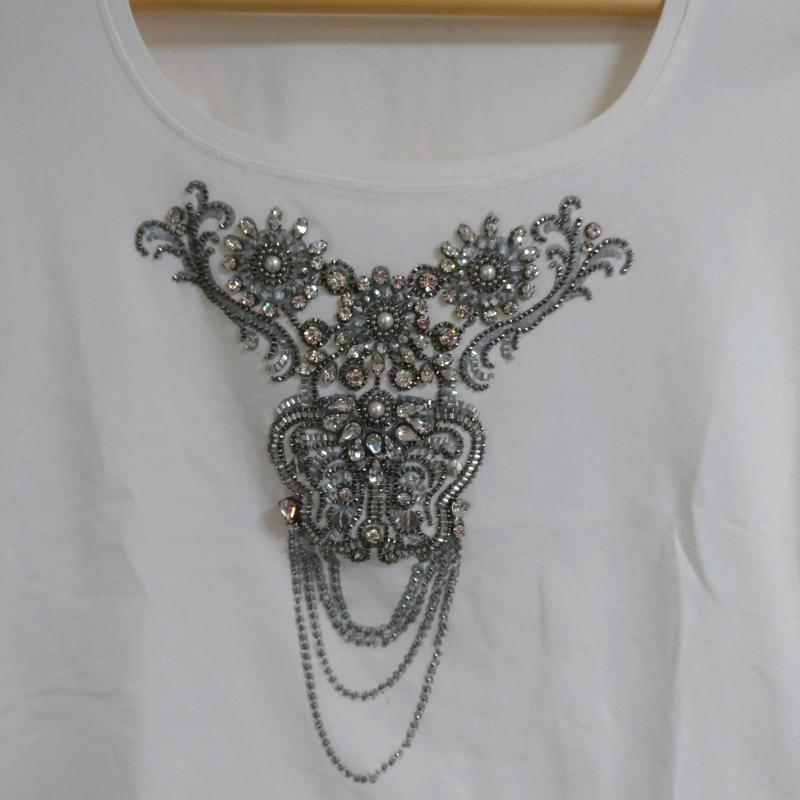 エポカ EPOCA Tシャツ 長袖 40 無地 X 刺繍 白 / ホワイト / X 銀 / シルバー / レディース USED 古着 中古 10011739